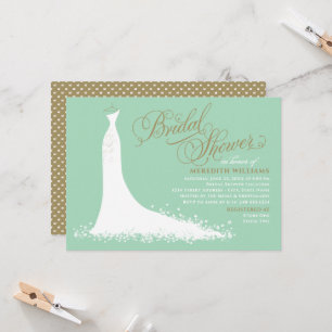 Invitación Elegante vestido de novia de menta para la ducha n