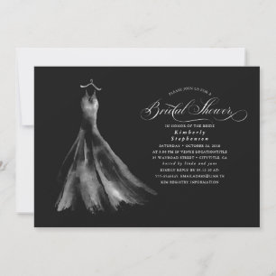 Invitación Elegante vestido de novia ducha de novia negra