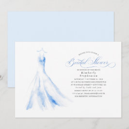 Invitación Elegante vestido de novia Dusty Blue Bridal Shower