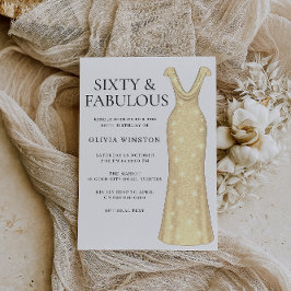 Invitación Elegante vestido de oro mujeres fiesta de cumpleañ