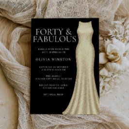 Invitación Elegante vestido de oro y mujeres negras 40 cumple