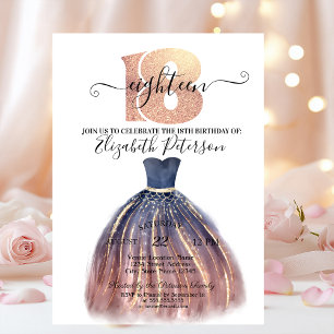 Invitación Elegante vestido elegante fiesta de cumpleaños núm