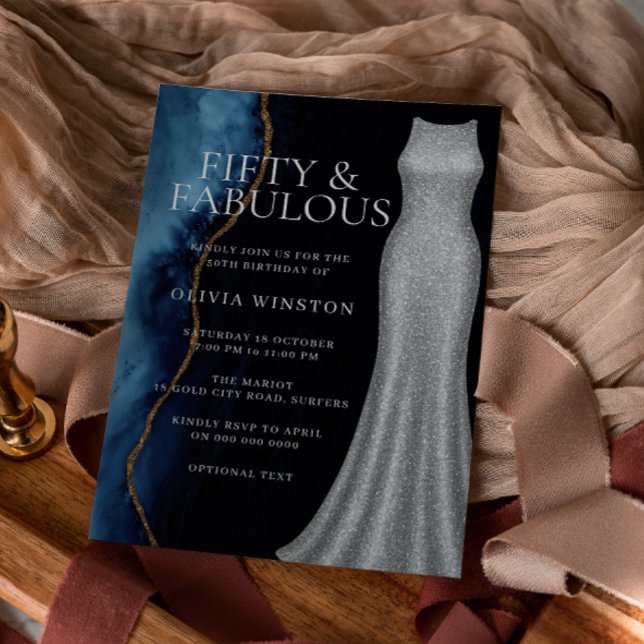 Invitación Elegante vestido plateado y fiesta de cumpleaños n (Subido por el creador)