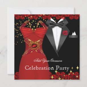 Invitación Elegante vestido rojo de esmoquin para eventos for