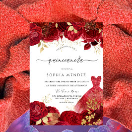 Invitación Elegante vestido vestido vestido rojo Roses Roses 