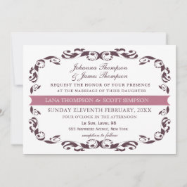 Invitación Elegante victoriano florido Boda blanco filigrí