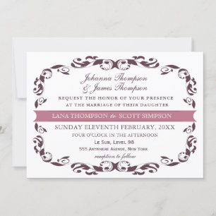Invitación Elegante victoriano florido Boda blanco filigrí