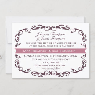 Invitación Elegante victoriano florido Boda blanco filigrí
