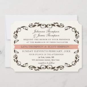 Invitación Elegante victoriano florido Filligree Boda Blanco