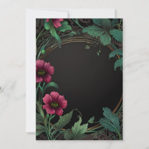 Invitación Elegante victoriano sombrío verde oscuro floral ro