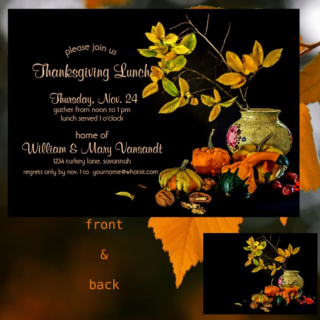 Invitación Elegante Vida Todavía Vida Otoño Sale De Acción De (Subido por el creador)