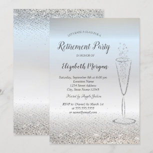 Invitación Elegante vidrio de confeti de plata Jubilación de 