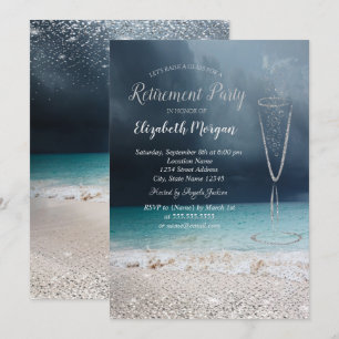 Invitación Elegante vidrio de confeti de plata Jubilación de