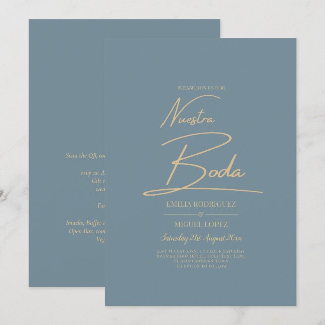 Invitación Elegante Vidrio Marítimo Nuestra Boda (Anverso / Reverso)