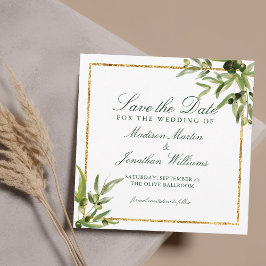 Invitación Elegante Vine Botánico Verde Oro Salvar la Fecha