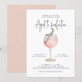 Invitación Elegante vino rosa de la edad de la perfección 60