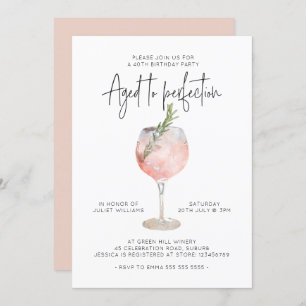 Invitación Elegante vino rosado de la edad a la perfección 40