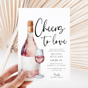Invitación Elegante vino rosado para amar a la ducha de novia