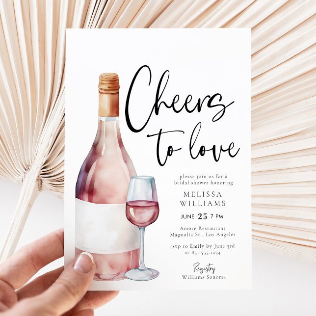 Invitación Elegante vino rosado para amar a la ducha de novia (Subido por el creador)