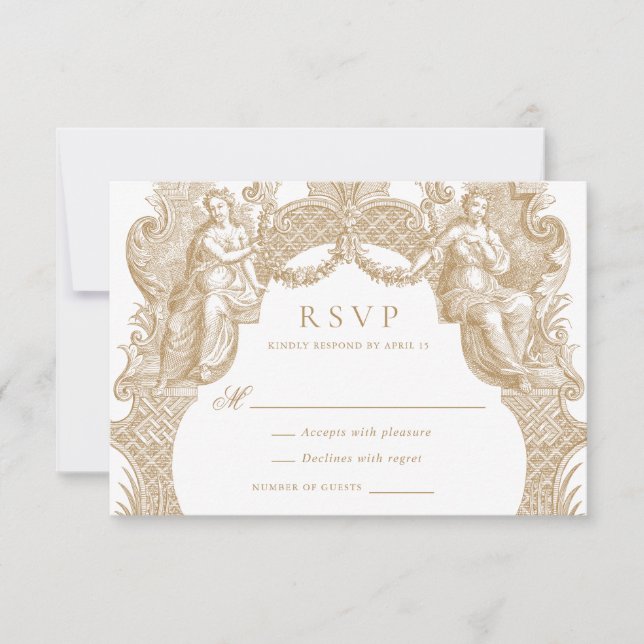 Invitación Elegante Vintage Barroco Baroque Frame Wedding RSV (Anverso)