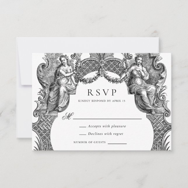Invitación Elegante Vintage Barroco Baroque Frame Wedding RSV (Anverso)