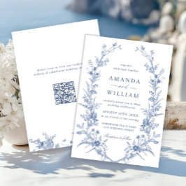 Invitación Elegante Vintage Blue French Garden Wedding Código