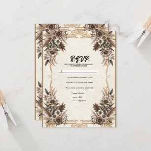 Invitación Elegante Vintage Bohemio Floral Boda RSVP