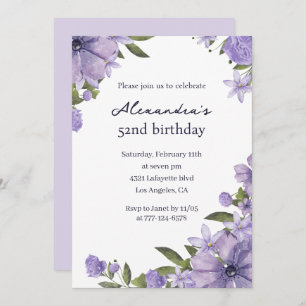 Invitación Elegante Vintage Boho Floral 52 cumpleaños