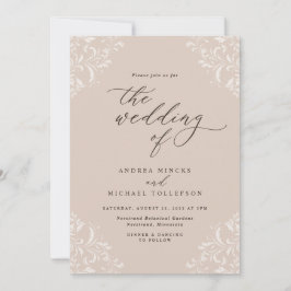 Invitación Elegante Vintage Champagne Tan Boda