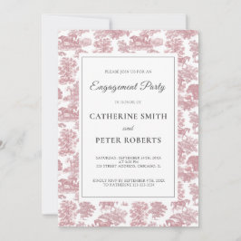 Invitación Elegante Vintage Chic Rosa Toile de Caballo