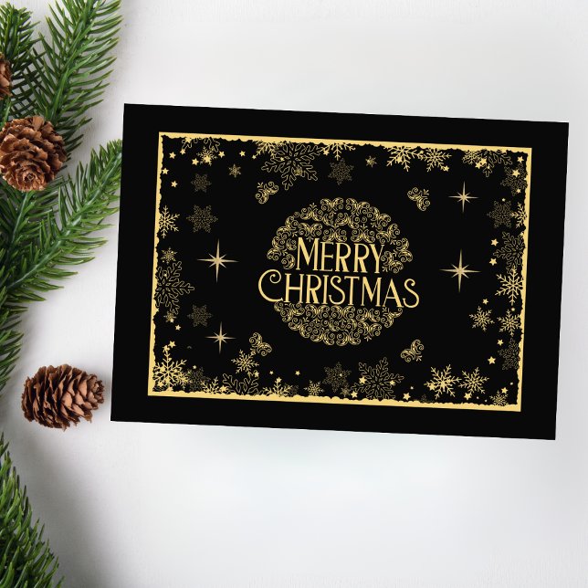 Invitación Elegante Vintage Christmas Gold Holiday Card (Subido por el creador)