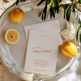 Invitación Elegante Vintage Classic Red & Ivory Boda