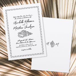 Invitación Elegante Vintage Classic Seashell Beach Wedding