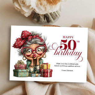 Invitación Elegante vintage cumpleaños 50 mujer humor saludo