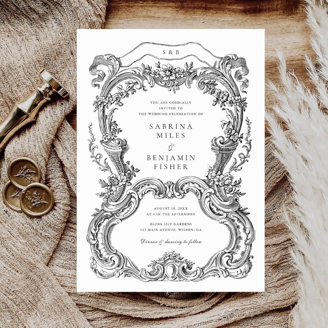 Invitación Elegante Vintage Floral Frame Boda Invitat (Subido por el creador)