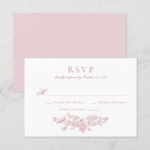 Invitación Elegante Vintage floral francés Rubor Wedding RSVP