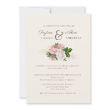 Elegante Vintage Floral Rosa Crema Boda