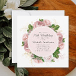 Invitación Elegante Vintage Rubor Pink Floral 75º cumpleaños<br><div class="desc">Elegante diseño moderno botánico/jardín color de agua rosa rosa color vintage floral (rosas) y hojas verdes pintadas en blanco cuadrado 75 años de invitación. El texto, el tipo de letra, el tamaño y el color son completamente personalizables, por lo que esta tarjeta se puede personalizar para que se adapte perfectamente...</div>