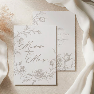 Invitación Elegante Vintage Sepia Señorita a Señora Despedida