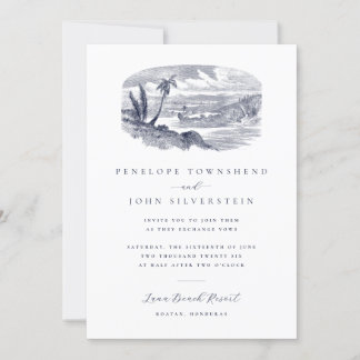 Invitación Elegante Vintage Tropical Beach Destination Weddin