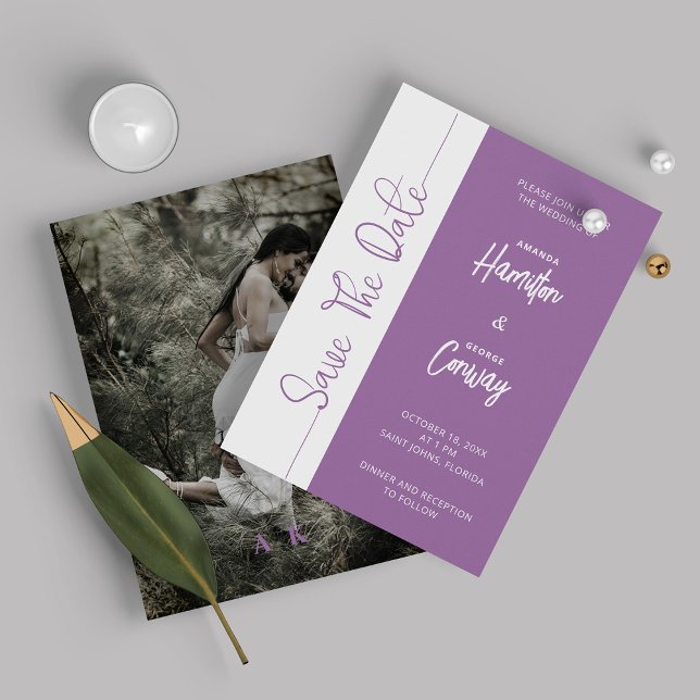 Invitación Elegante violeta africana salva al Boda de citas (Subido por el creador)