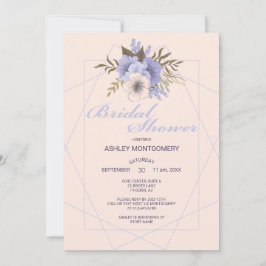 Invitación Elegante Violeta Cinco Rosas Petales Ducha Bridal