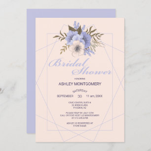Invitación Elegante Violeta Cinco Rosas Petales Ducha Bridal