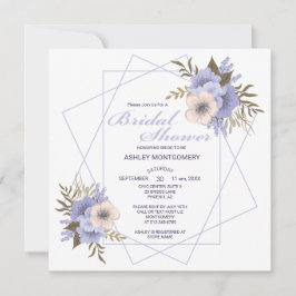 Invitación Elegante Violeta Cinco Rosas Petales Ducha Bridal
