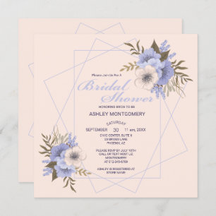 Invitación Elegante Violeta Cinco Rosas Petales Ducha Bridal