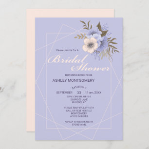 Invitación Elegante Violeta Cinco Rosas Petales Ducha Bridal