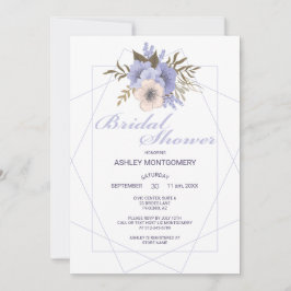 Invitación Elegante Violeta Cinco Rosas Petales Ducha Bridal