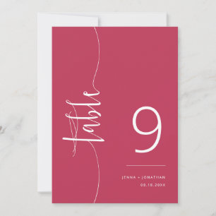 Invitación Elegante Viva Magenta Script Boda Número de tabla