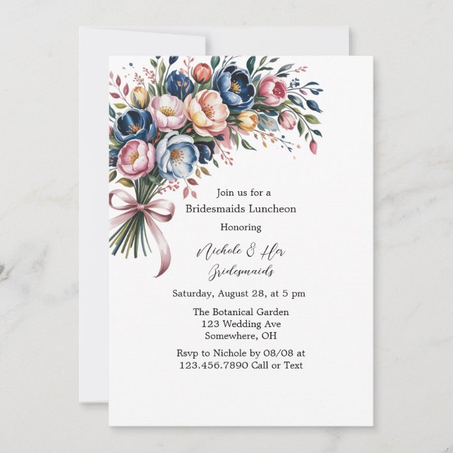 Invitación Elegante Vocal Floral Para Novias De Novias (Anverso)