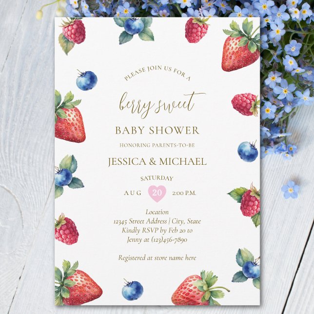 Invitación Elegante Watercolor Berry Sweet Baby Shower (Subido por el creador)